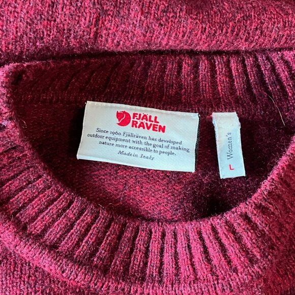 FJALLRAVEN Ovik Knit Sweater 100% Wool Pullover Sweden Nordic Size Large L - Picture 9 of 12